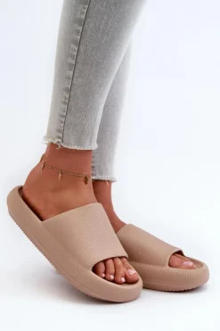 Klapki Basenowe|Klapki Na Platformie>Boto Damskie Lekkie Piankowe Klapki Na Grubej Podeszwie Ciemnobeżowe Querceria