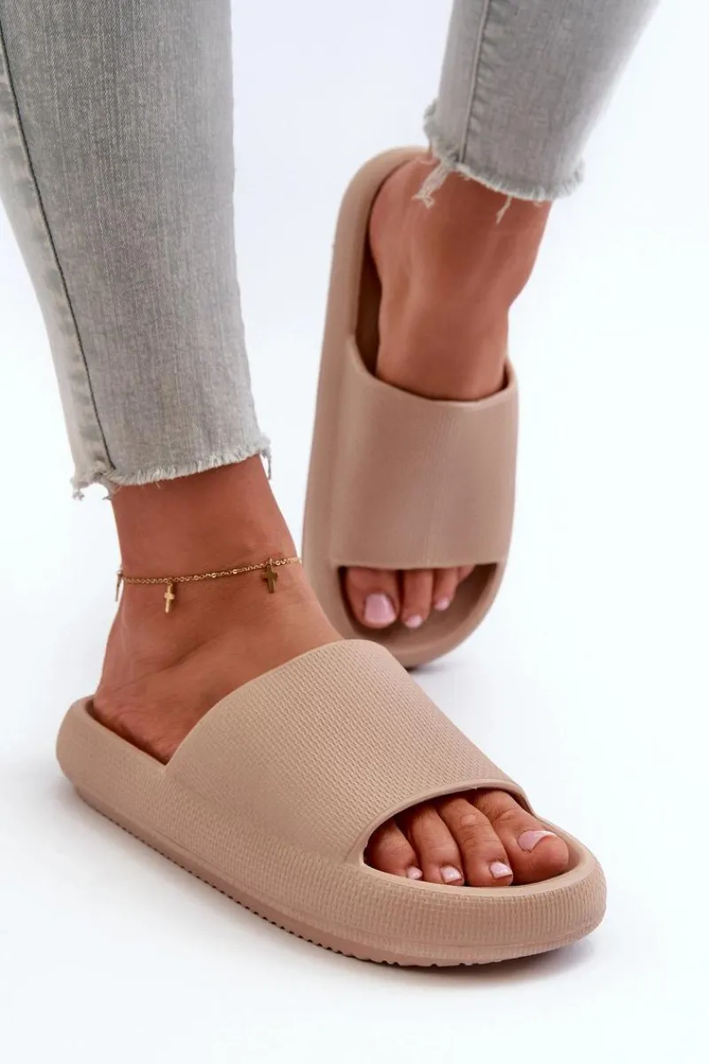 Klapki Basenowe|Klapki Na Platformie>Boto Damskie Lekkie Piankowe Klapki Na Grubej Podeszwie Ciemnobeżowe Querceria