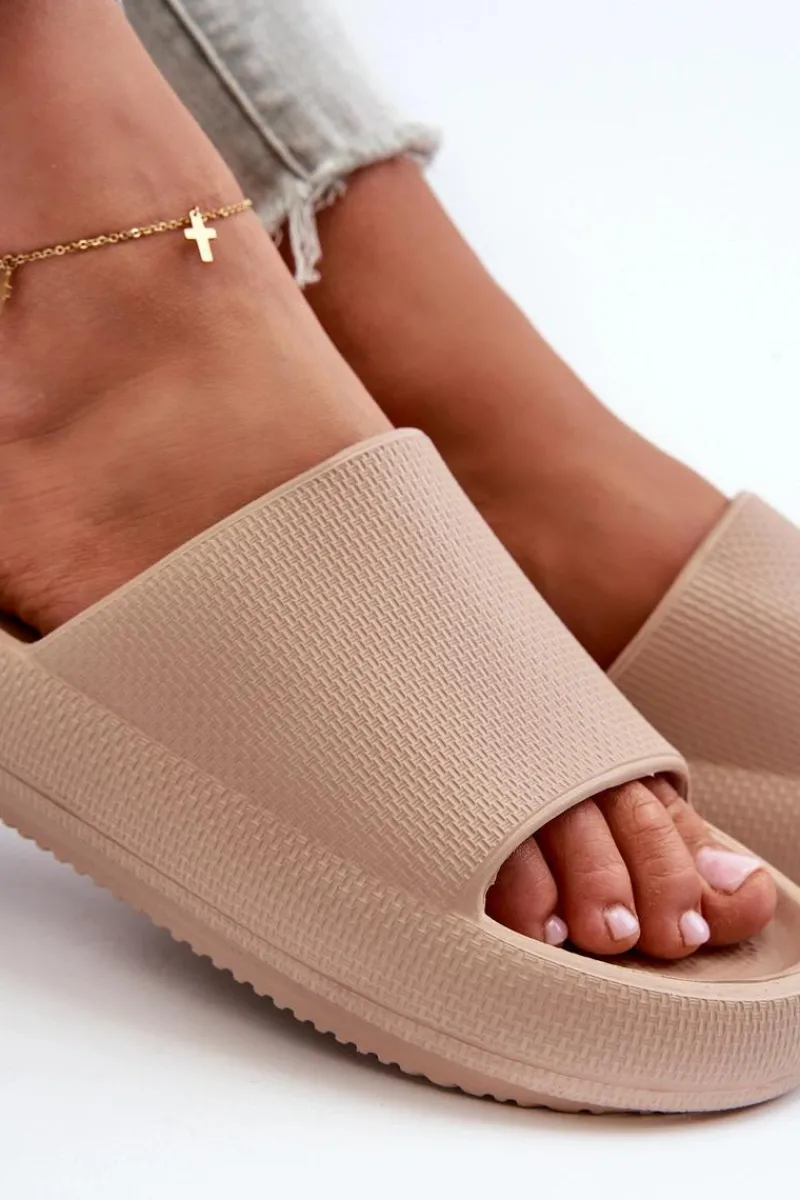 Klapki Basenowe|Klapki Na Platformie>Boto Damskie Lekkie Piankowe Klapki Na Grubej Podeszwie Ciemnobeżowe Querceria