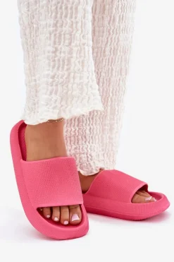 Hot Damskie Lekkie Piankowe Klapki Na Grubej Podeszwie Fuksja Querceria Damskie Klapki Basenowe|Klapki Na Platformie