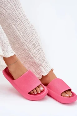 Hot Damskie Lekkie Piankowe Klapki Na Grubej Podeszwie Fuksja Querceria Damskie Klapki Basenowe|Klapki Na Platformie