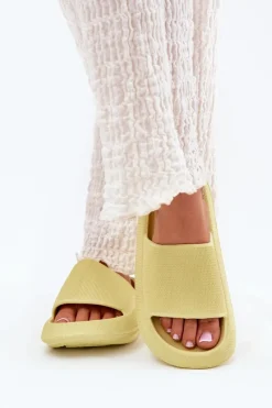 Klapki Basenowe|Klapki Na Platformie>Boto Damskie Lekkie Piankowe Klapki Na Grubej Podeszwie Limonkowe Querceria Zielony