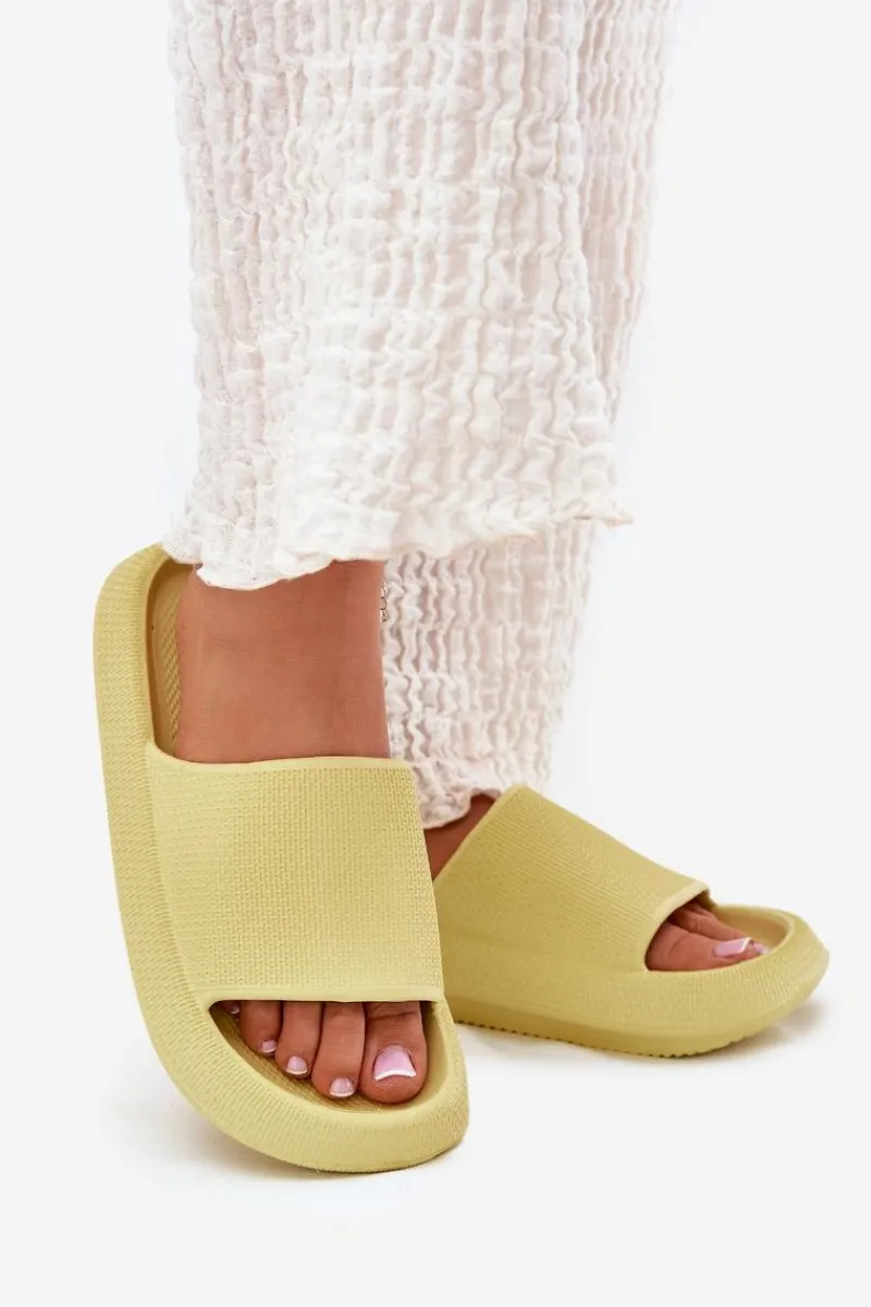 Klapki Basenowe|Klapki Na Platformie>Boto Damskie Lekkie Piankowe Klapki Na Grubej Podeszwie Limonkowe Querceria Zielony