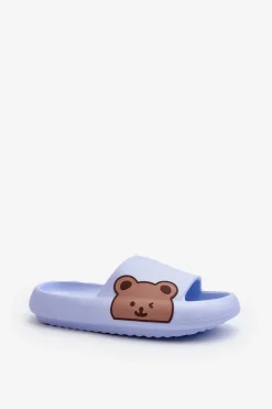 Hot Damskie Lekkie Piankowe Klapki Motyw Misia Niebieskie Parisso Damskie Klapki Basenowe|Klapki Damskie Klasyczne