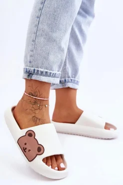 Best Damskie Lekkie Piankowe Klapki Motyw Misia Białe Parisso Damskie Klapki Basenowe|Klapki Damskie Klasyczne