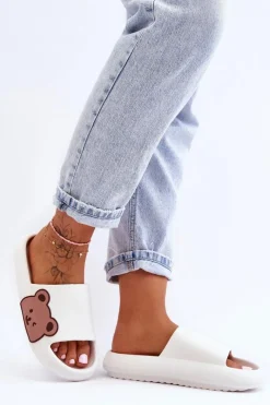 Best Damskie Lekkie Piankowe Klapki Motyw Misia Białe Parisso Damskie Klapki Basenowe|Klapki Damskie Klasyczne