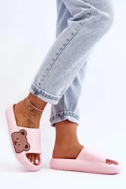 Hot Damskie Lekkie Piankowe Klapki Motyw Misia Różowe Parisso Damskie Klapki Basenowe|Klapki Damskie Klasyczne