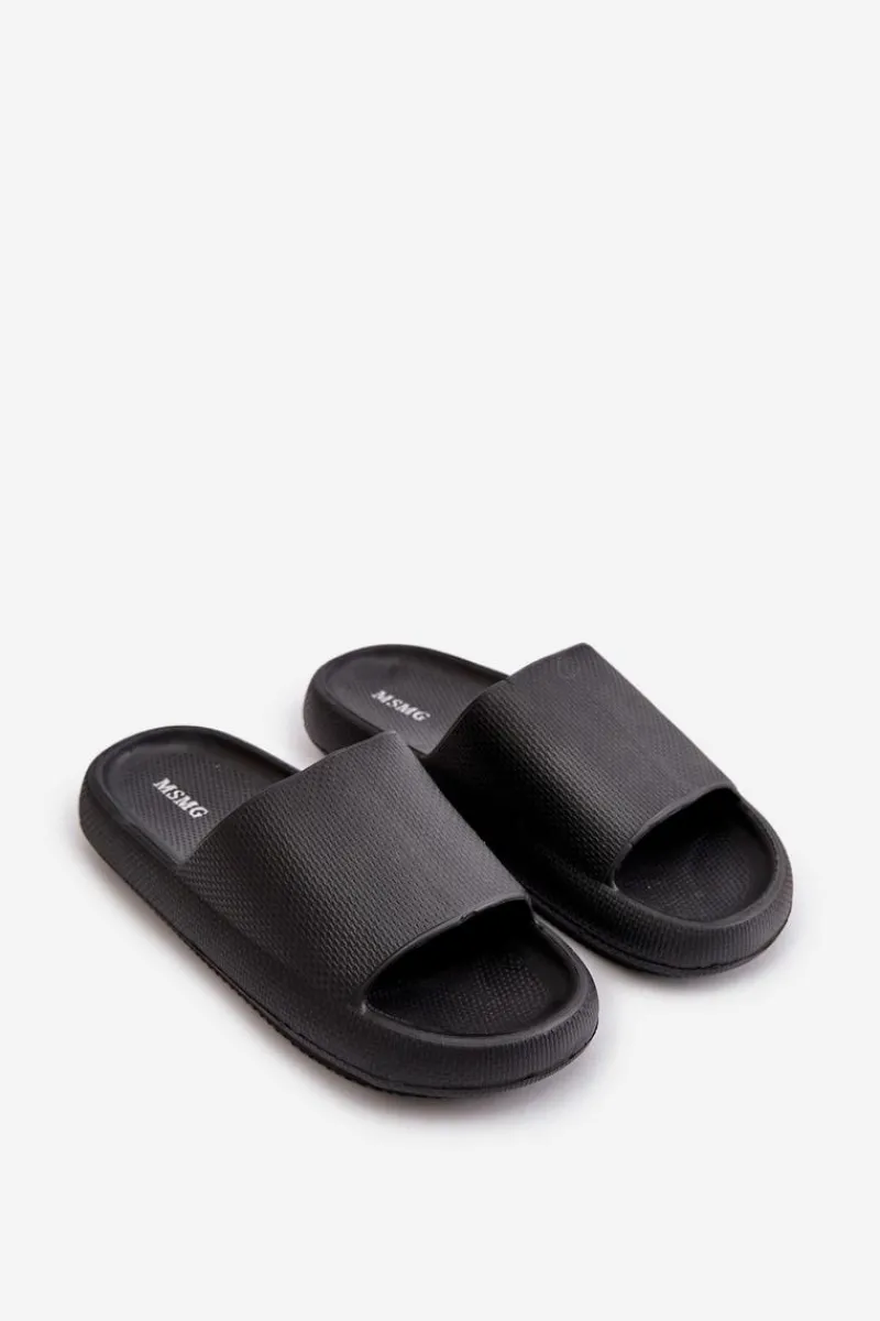 Best Boto Damskie Lekkie Piankowe Klapki Na Grubej Podeszwie Czarne Querceria