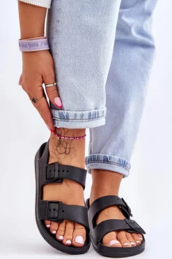 New Big Star Shoes Damskie Lekkie Sandały Big Star LL274745 Czarne Czarny