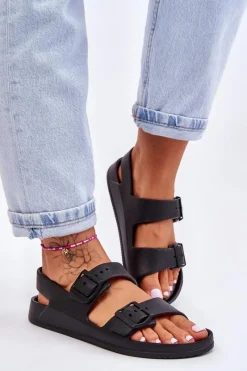 New Big Star Shoes Damskie Lekkie Sandały Big Star LL274745 Czarne Czarny