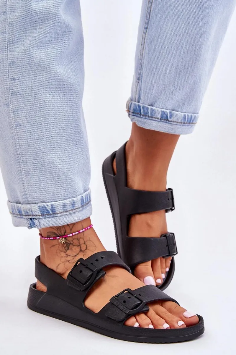 New Big Star Shoes Damskie Lekkie Sandały Big Star LL274745 Czarne Czarny