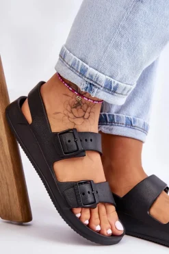 New Big Star Shoes Damskie Lekkie Sandały Big Star LL274745 Czarne Czarny