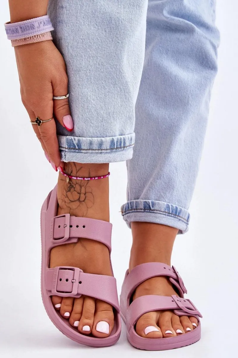 Sandały Big Star|Sandały Płaskie>Big Star Shoes Damskie Lekkie Sandały Big Star LL274744 Fioletowe Fioletowy