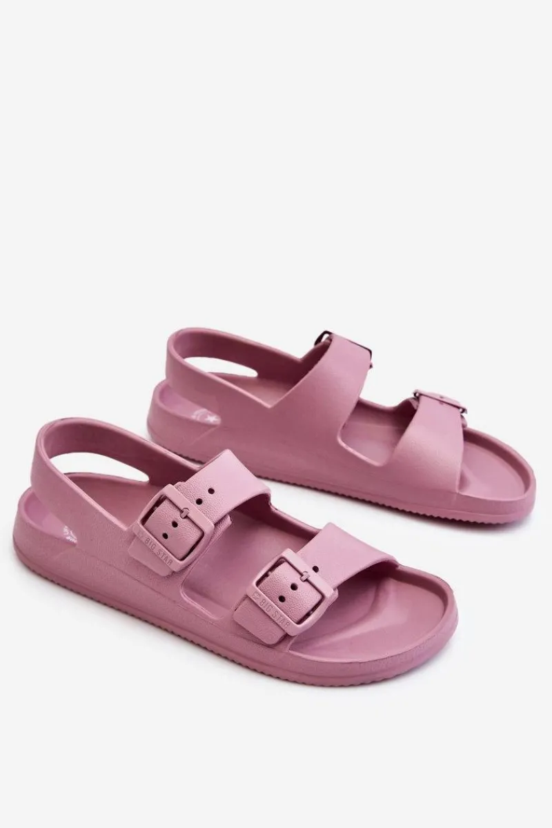 Sandały Big Star|Sandały Płaskie>Big Star Shoes Damskie Lekkie Sandały Big Star LL274744 Fioletowe Fioletowy