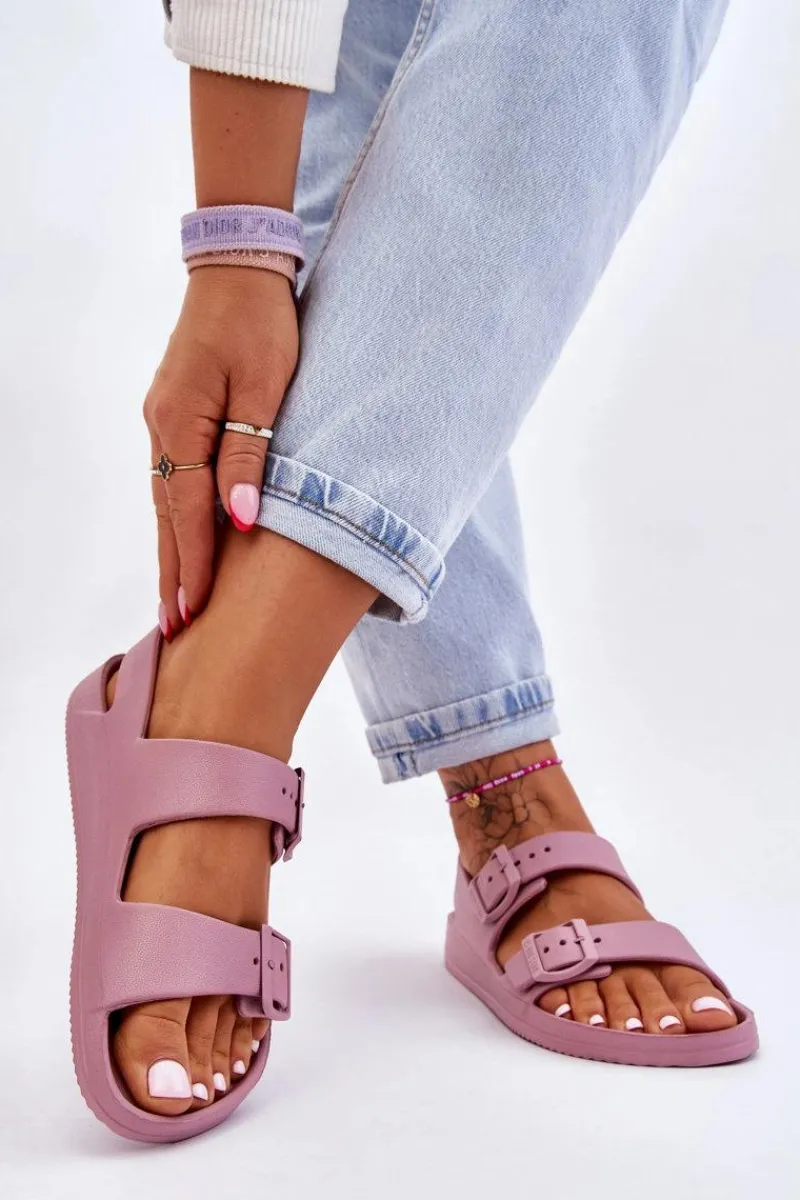 Sandały Big Star|Sandały Płaskie>Big Star Shoes Damskie Lekkie Sandały Big Star LL274744 Fioletowe Fioletowy