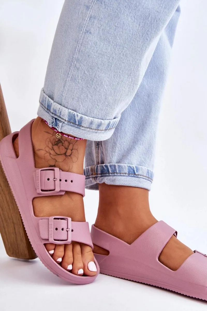 Sandały Big Star|Sandały Płaskie>Big Star Shoes Damskie Lekkie Sandały Big Star LL274744 Fioletowe Fioletowy