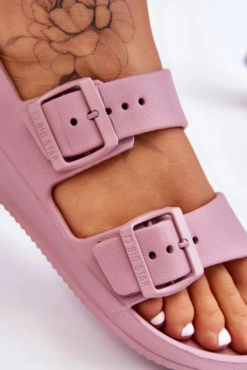 Sandały Big Star|Sandały Płaskie>Big Star Shoes Damskie Lekkie Sandały Big Star LL274744 Fioletowe Fioletowy