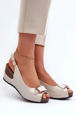 Sandały Na Obcasie|Sandały Na Koturnie>Evento Damskie Lekkie Sandały Na Koturnie Comfort Shoes Srebrne Efravia