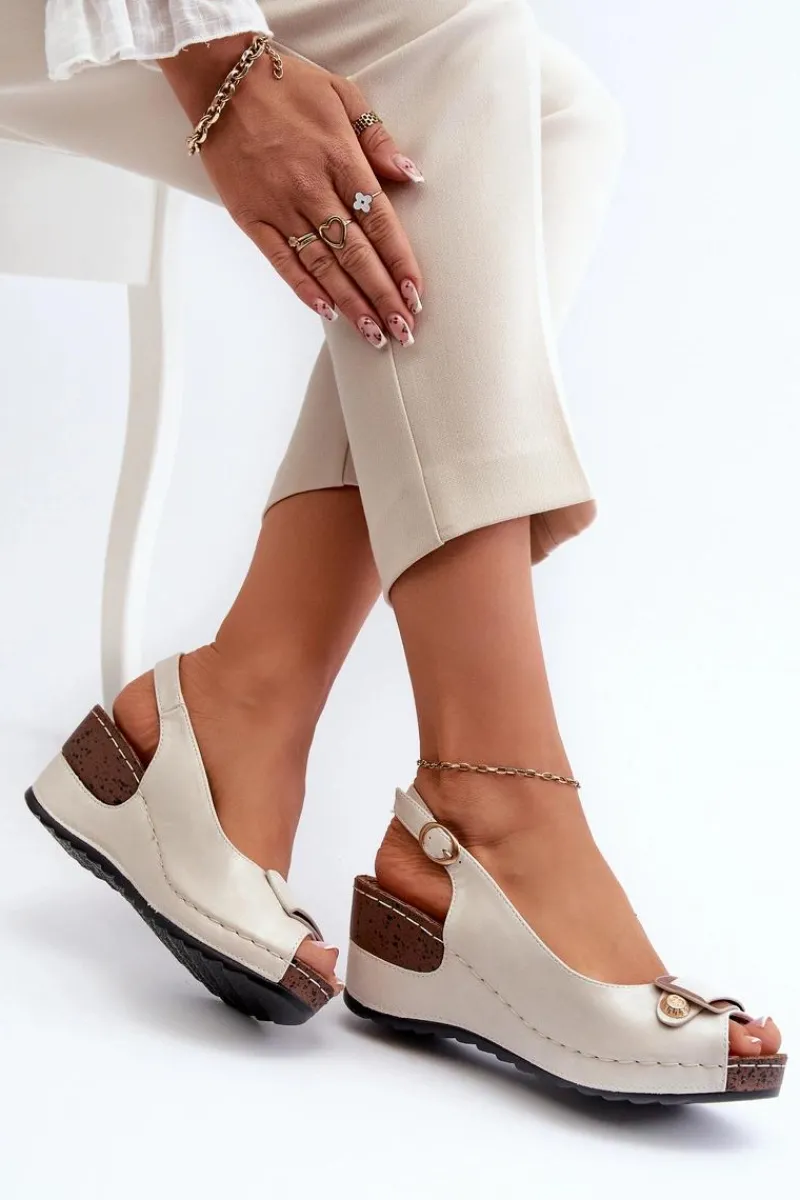 Sandały Na Obcasie|Sandały Na Koturnie>Evento Damskie Lekkie Sandały Na Koturnie Comfort Shoes Srebrne Efravia