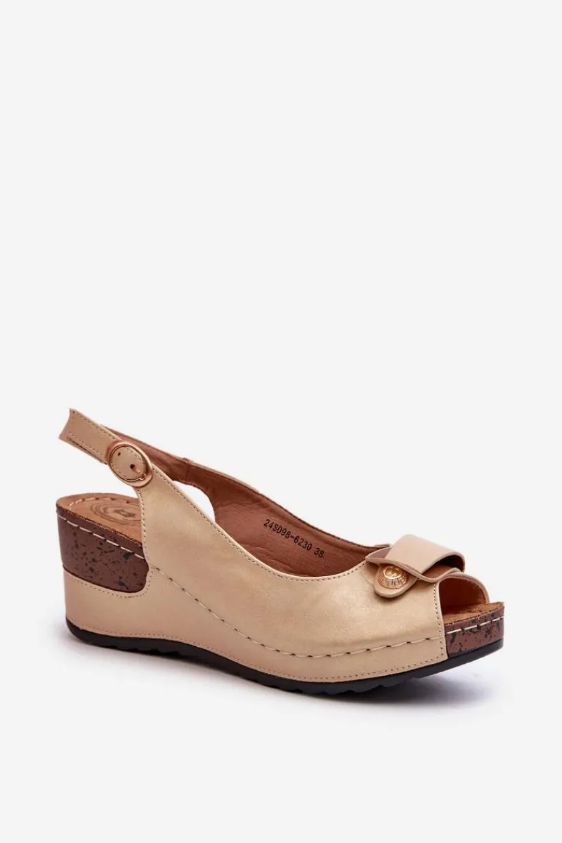 Sandały Na Obcasie|Sandały Na Koturnie>Evento Damskie Lekkie Sandały Na Koturnie Comfort Shoes Beżowe Efravia Beżowy