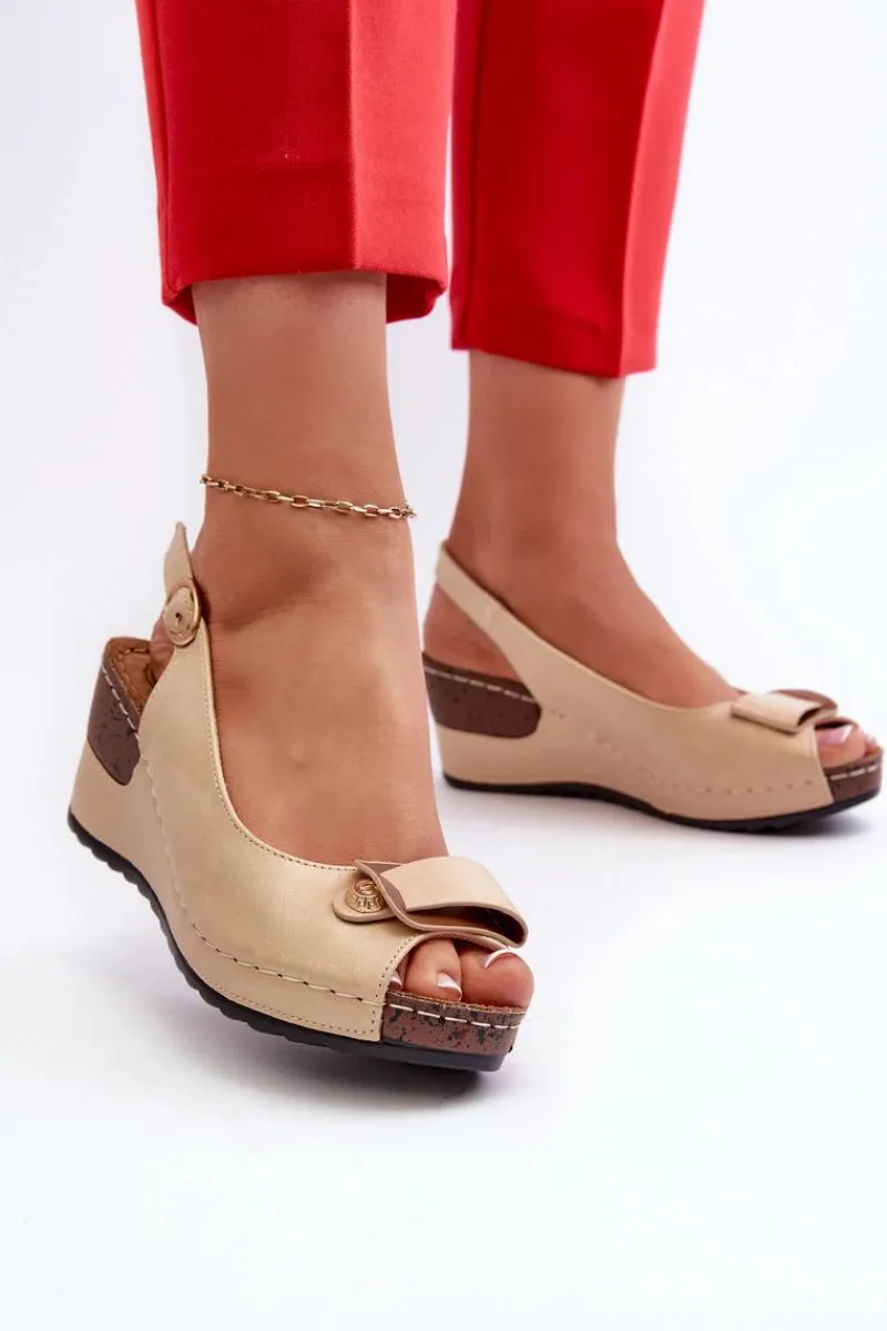 Sandały Na Obcasie|Sandały Na Koturnie>Evento Damskie Lekkie Sandały Na Koturnie Comfort Shoes Beżowe Efravia Beżowy