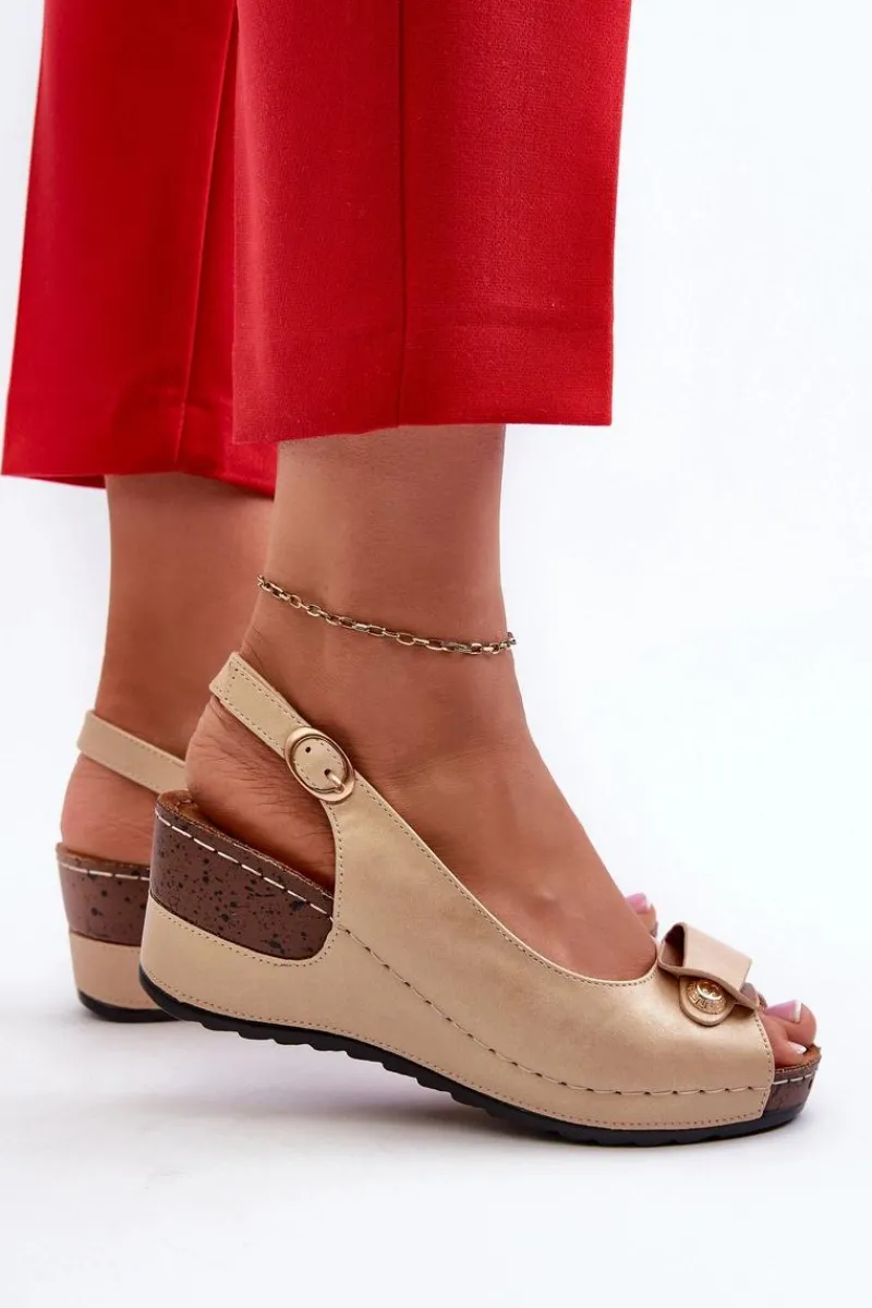 Sandały Na Obcasie|Sandały Na Koturnie>Evento Damskie Lekkie Sandały Na Koturnie Comfort Shoes Beżowe Efravia Beżowy