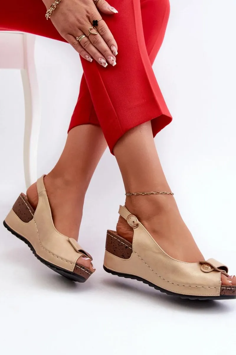 Sandały Na Obcasie|Sandały Na Koturnie>Evento Damskie Lekkie Sandały Na Koturnie Comfort Shoes Beżowe Efravia Beżowy