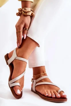 Sandały Płaskie><noscript><img width=