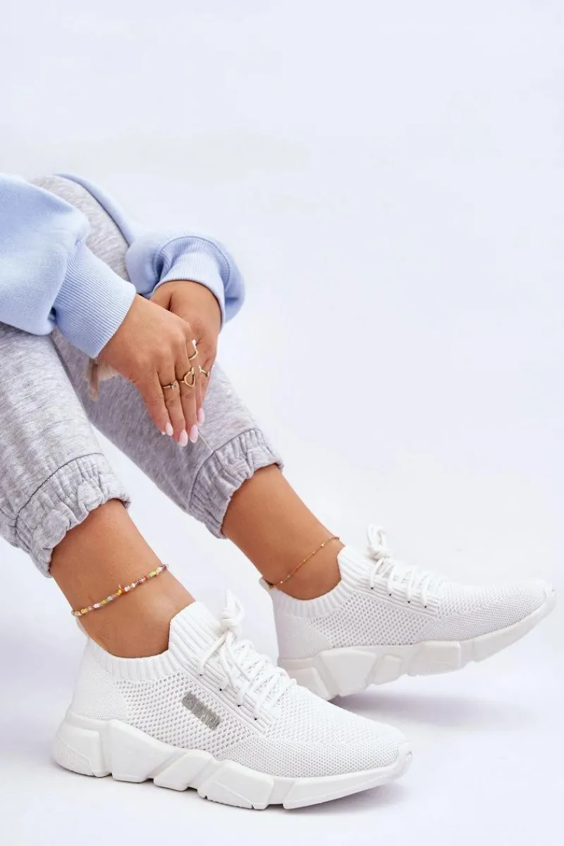 New Big Star Shoes Damskie Lekkie Sneakersy Memory Foam System Big Star JJ274268 Białe