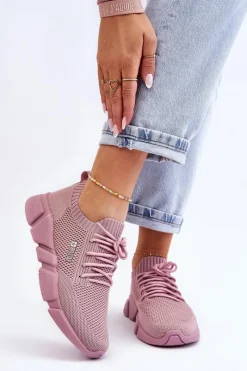 Discount Damskie Lekkie Sneakersy Memory Foam System Big Star JJ274266 Różowe Damskie Buty Sportowe Big Star|Sneakersy Damskie