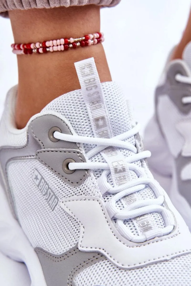 Outlet Damskie Lekkie Sportowe Buty Big Star LL274375 Biało-Szare Damskie Buty Sportowe Big Star|Sneakersy Damskie