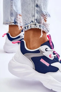 New Big Star Shoes Damskie Lekkie Sportowe Buty Big Star LL274376 Biało-Granatowe
