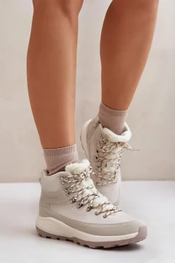 Trekkingowe Damskie|Botki Ocieplane>Lee Cooper Damskie Lekkie Trapery Na Zamek LCJ-24-03-3071 Jasnobeżowe