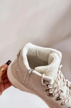 Trekkingowe Damskie|Botki Ocieplane></noscript>Lee Cooper Damskie Lekkie Trapery Na Zamek LCJ-24-03-3071 Jasnobeżowe