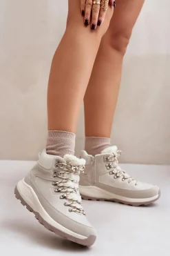 Trekkingowe Damskie|Botki Ocieplane></noscript>Lee Cooper Damskie Lekkie Trapery Na Zamek LCJ-24-03-3071 Jasnobeżowe