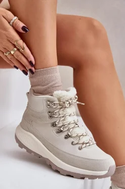 Trekkingowe Damskie|Botki Ocieplane></noscript>Lee Cooper Damskie Lekkie Trapery Na Zamek LCJ-24-03-3071 Jasnobeżowe