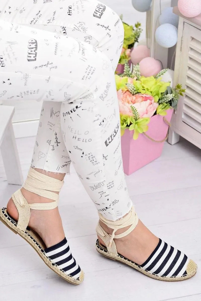 Sale Boto Damskie Lniane Balerinki Wiązane Marynarskie Espadryle Sea