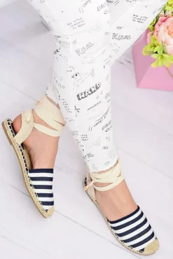 Sale Boto Damskie Lniane Balerinki Wiązane Marynarskie Espadryle Sea