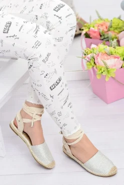 New Damskie Lniane Balerinki Wiązane Srebrne Espadryle Sea Damskie Czarne Espadryle