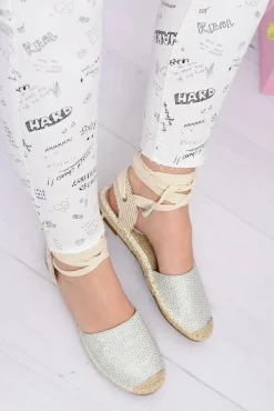 New Damskie Lniane Balerinki Wiązane Srebrne Espadryle Sea Damskie Czarne Espadryle