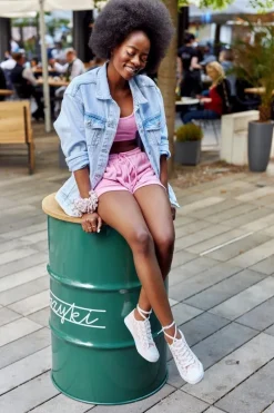 Boto Damskie Logowane Trampki Biało-Różowe Day Off