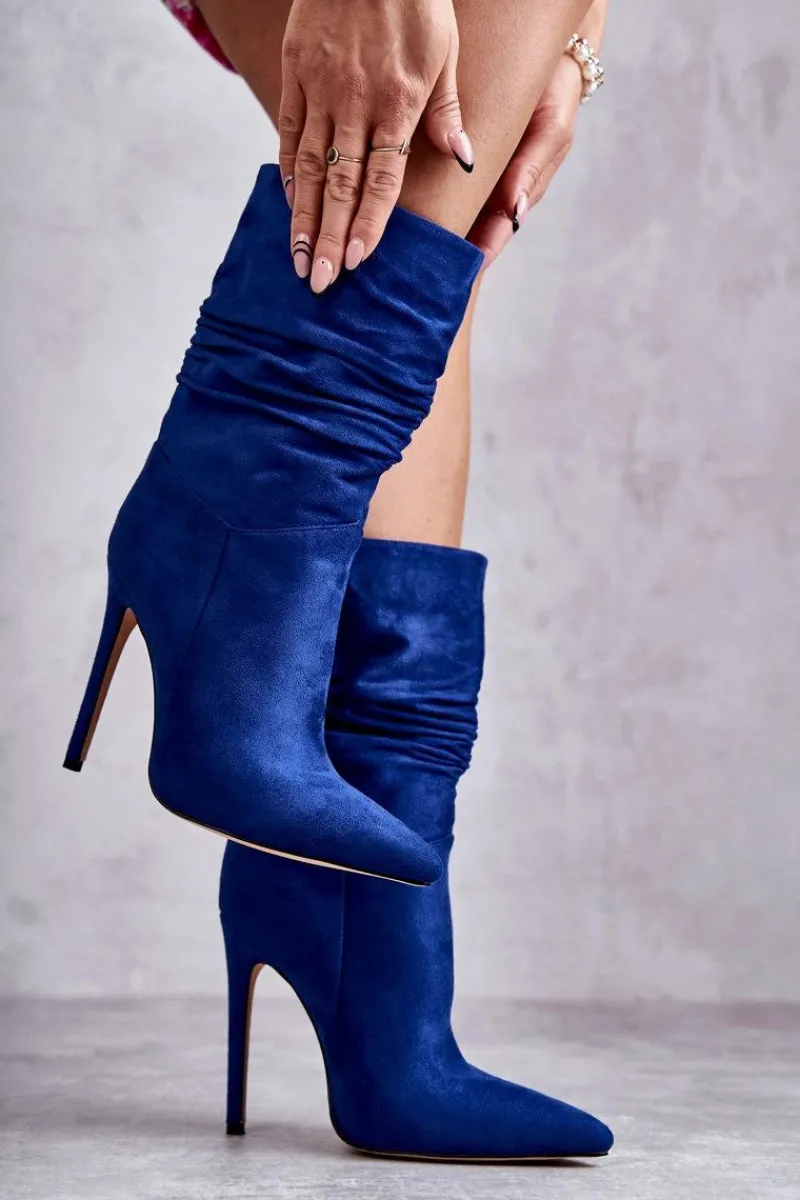 Kozaki Przed Kolano|Kozaki Na Obcasie>Boto Damskie Marszczone Botki Kozaki e Laguna Niebieski