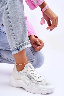 Best Big Star Shoes Damskie Materiałowe Buty Sportowe Memory Foam System Big Star LL274A064 Białe