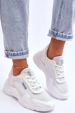 Best Big Star Shoes Damskie Materiałowe Buty Sportowe Memory Foam System Big Star LL274A064 Białe