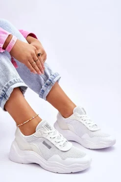 Best Big Star Shoes Damskie Materiałowe Buty Sportowe Memory Foam System Big Star LL274A064 Białe