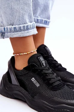 Outlet Damskie Materiałowe Buty Sportowe Memory Foam System Big Star LL274A065 Czarne Damskie Buty Sportowe Big Star|Sneakersy Damskie