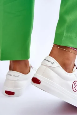 Best Damskie Materiałowe Tenisówki LL2R4043 Białe Damskie Trampki Damskie Cross Jeans|Trampki Damskie Niskie