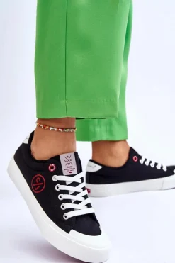 Trampki Damskie Cross Jeans|Trampki Damskie Niskie></noscript>Cross Jeans Damskie Materiałowe Tenisówki LL2R4044 Czarne Czarny