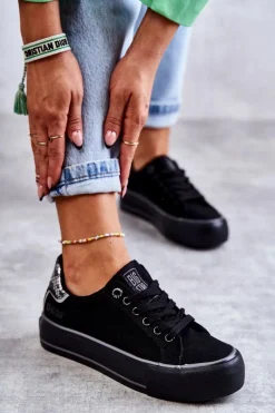 Online Damskie Materiałowe Trampki Big Star KK274036 Czarne Damskie Trampki Damskie Big Star|Trampki Damskie Niskie