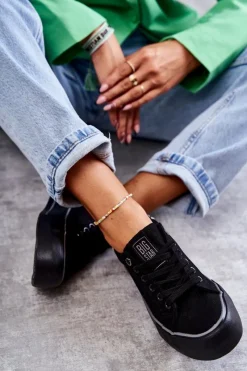 Online Damskie Materiałowe Trampki Big Star KK274036 Czarne Damskie Trampki Damskie Big Star|Trampki Damskie Niskie